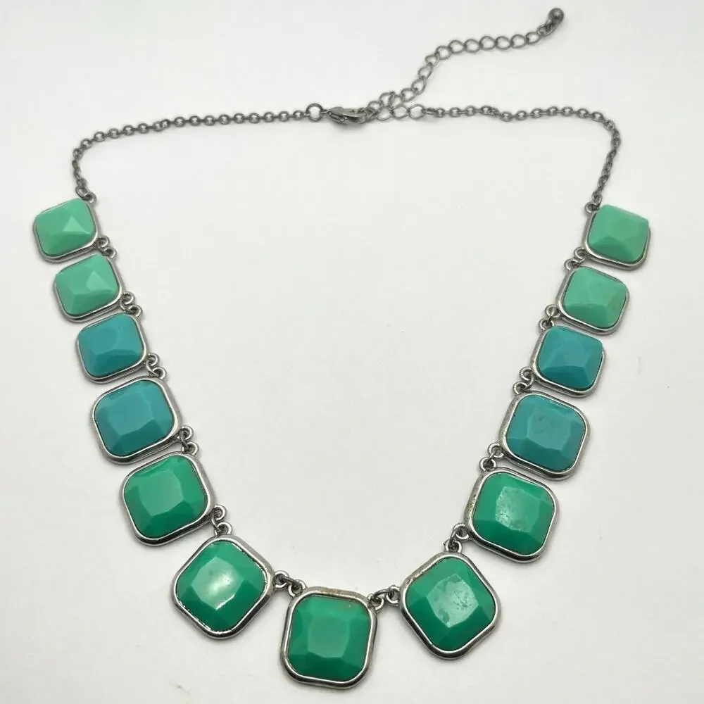 Green & Turquoise Rhinestone Necklace
